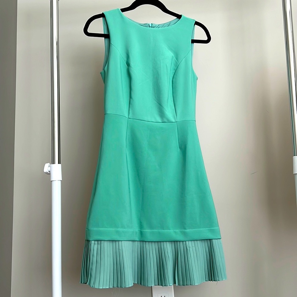 Brand :Trendyol , Size:34 , Color: Mint green pleated ends mini dress